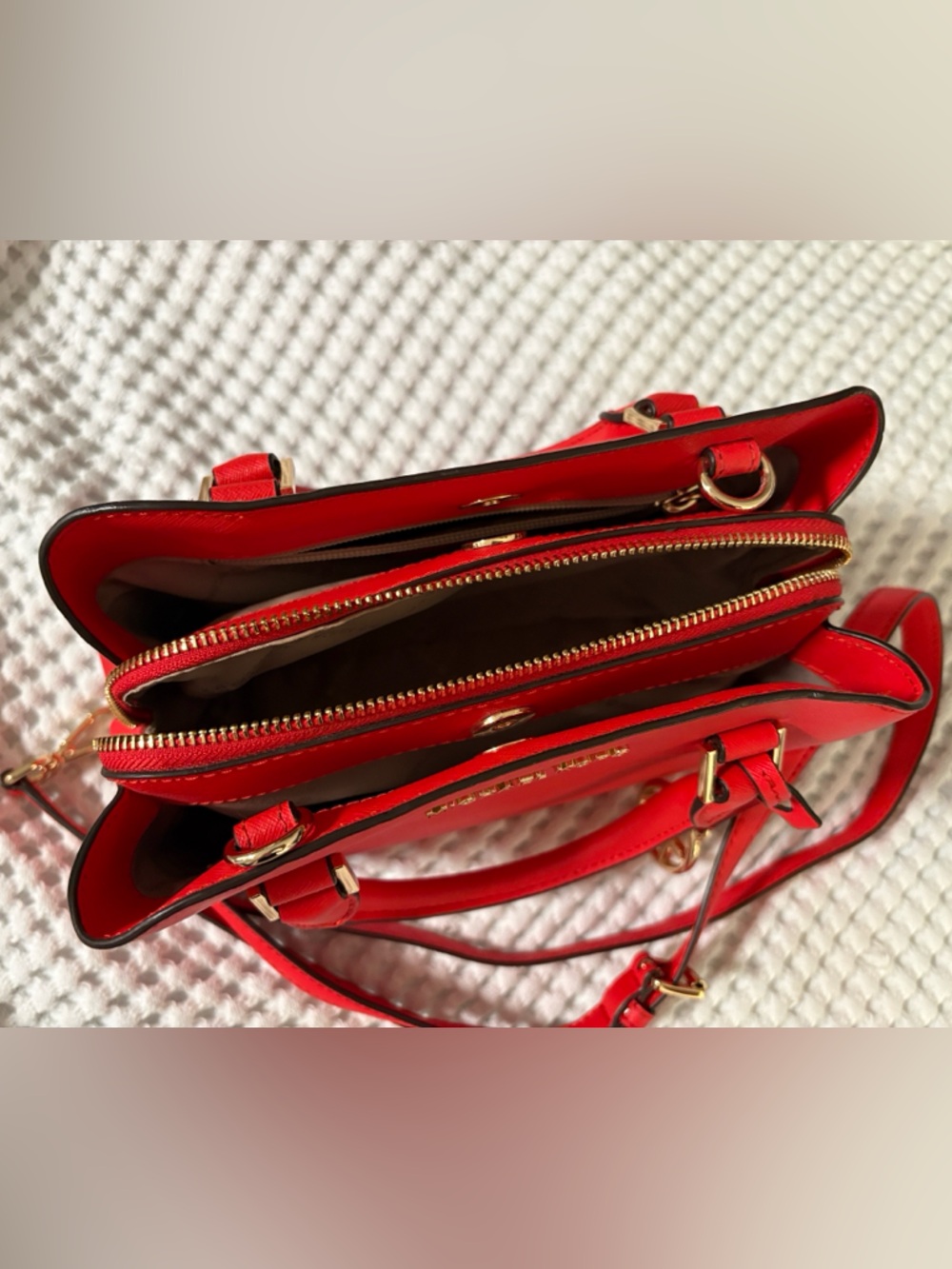 Michael Kors Red Crossbody Satchel with Gold Hardware - Picture 2 of 3